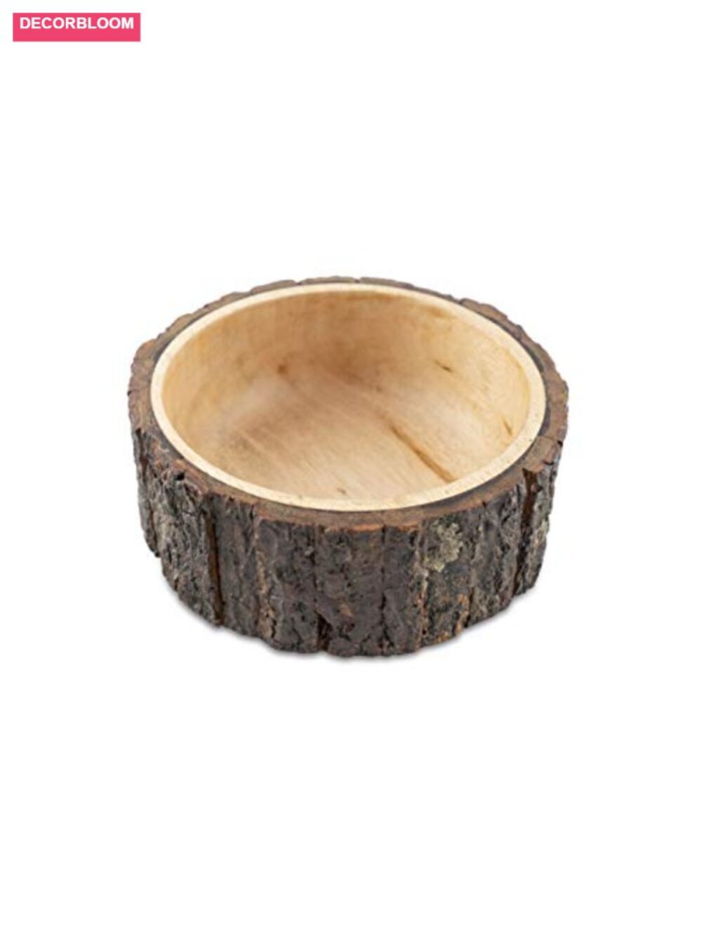 GoCraft Mango Wood Potpourri Bowl 6in Tree Bark Exterior Food-Safe Lacquer